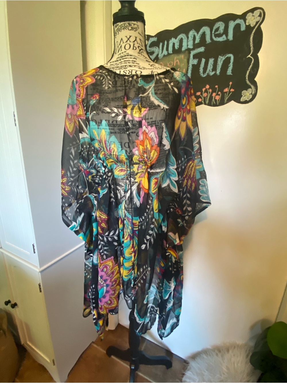 Sheer Floral BUTTERFLY COVER-UP
